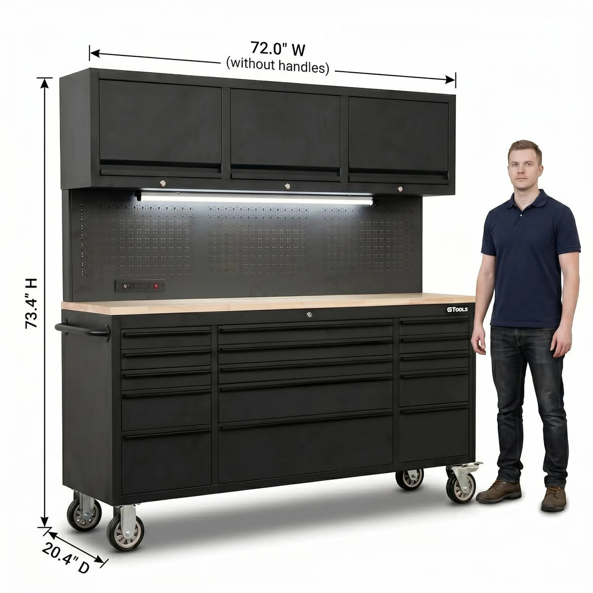 GTOOLS 72-Inch Rolling Tool Chest (Model GT7218-Black)