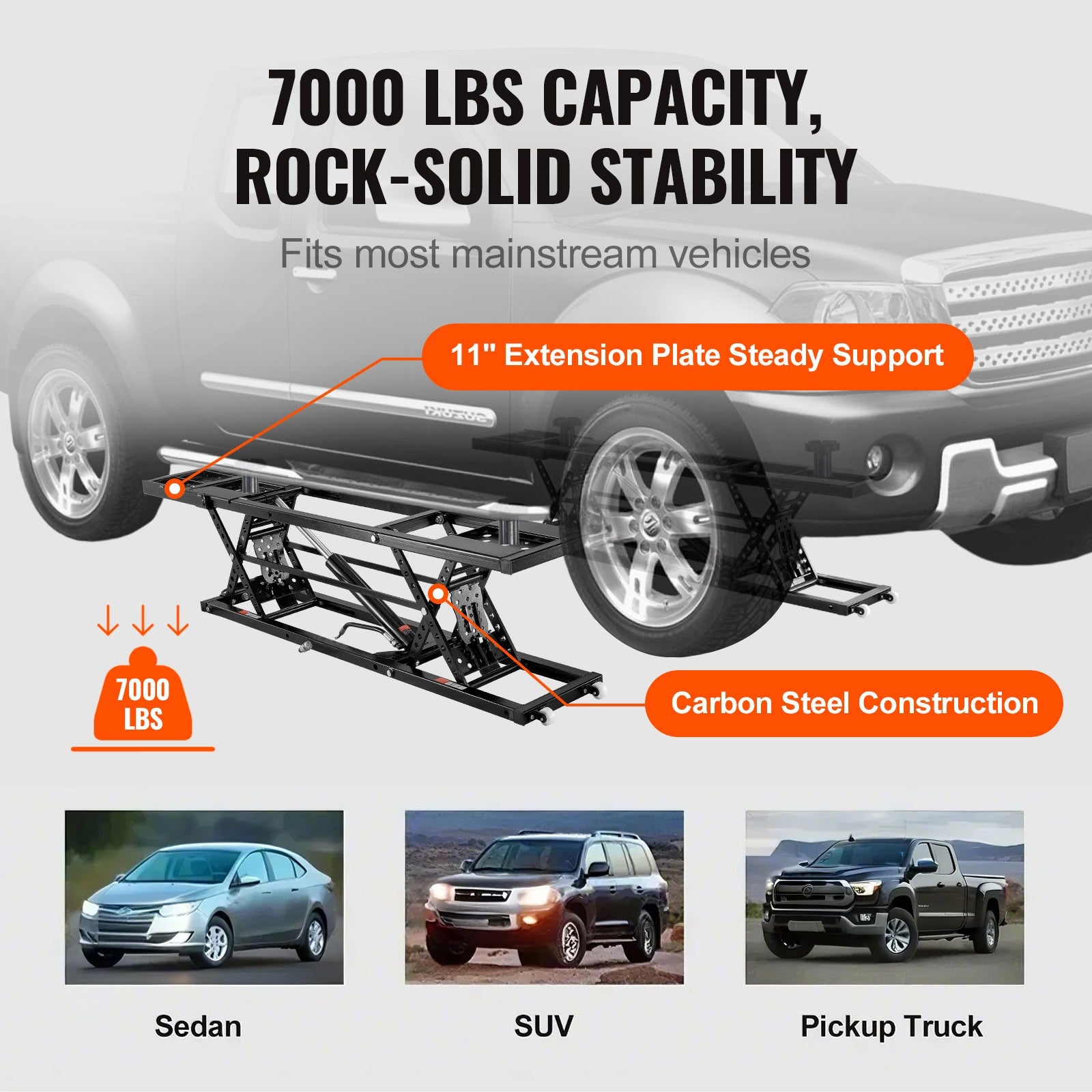 Authentic Portable Car Lift 7000LBS Automatic Jack System 10.2-26.8" Home Garage