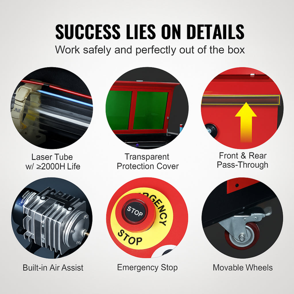 60W CO2 Laser Engraver and Cutter 16 X 24 in 19.7 IPS Engraving Machine