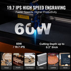60W CO2 Laser Engraver Cutter 16" X 24" Engraving Cutting Machine 19.7 IPS