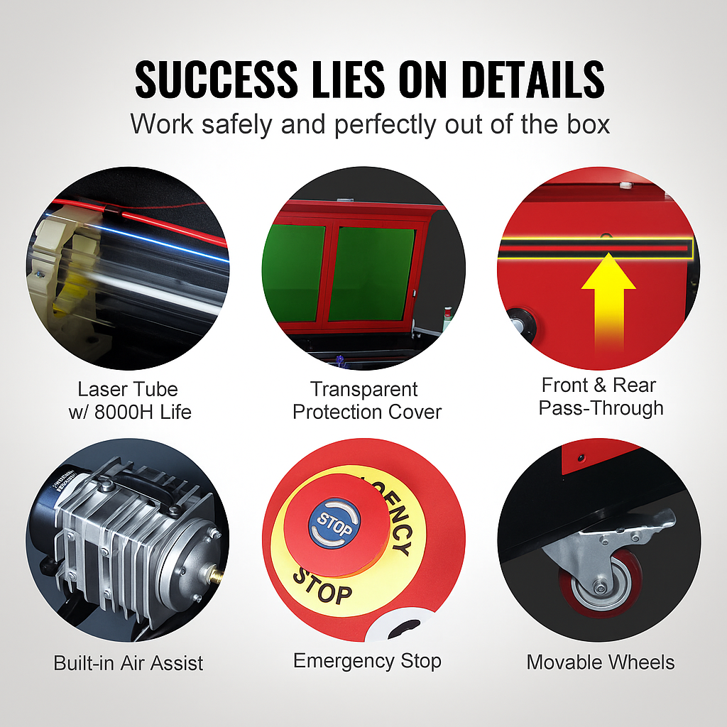 100W CO2 Laser Engraver and Cutter 24 X 35 in 19.7 IPS Engraving Machine