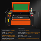 100W CO2 Laser Engraver and Cutter 24 X 35 in 19.7 IPS Engraving Machine