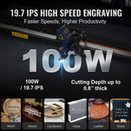 100W CO2 Laser Engraver and Cutter 24 X 35 in 19.7 IPS Engraving Machine