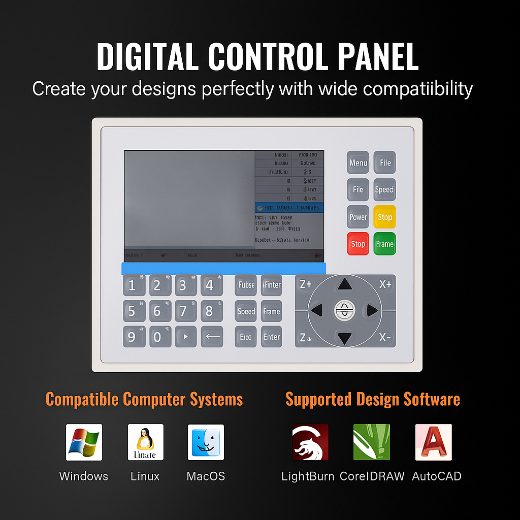 50W CO2 Laser Engraver and Cutter 12 X 20 in 19.7 IPS Engraving Machine