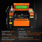 50W CO2 Laser Engraver and Cutter 12 X 20 in 19.7 IPS Engraving Machine