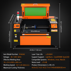 60W CO2 Laser Engraver Cutter 16" X 24" Engraving Cutting Machine 19.7 IPS