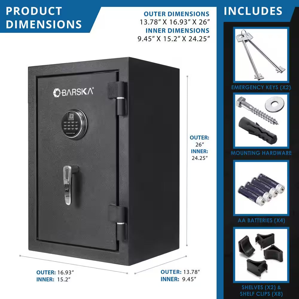 2.02 Cu. Ft. Fireproof Safe with Biometric and Digital Keypad Safe