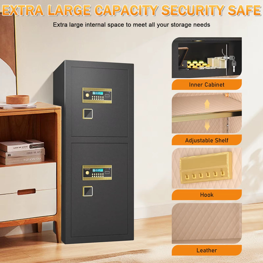59.05'' Extra Large Safe Box, 17.6 Cubic Feet Heavy Duty Big Safe with Security Double Key Lock & Seperate Lock Box for Document