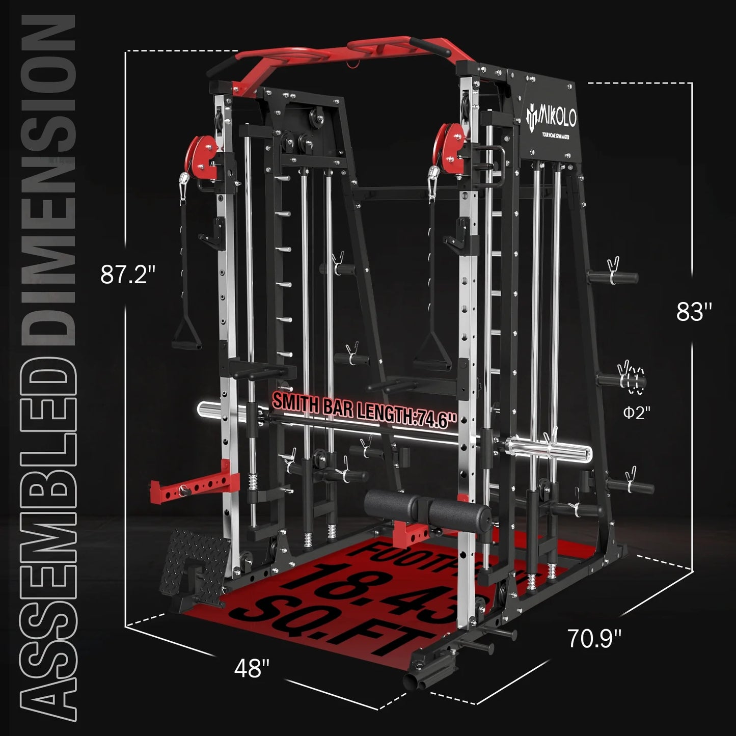 Smith Machine Home Gym, 2200 Lbs Power Rack Cage with Cable Crossover, Smith Cage with Ultimate Home Package