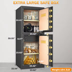 59.05'' Extra Large Safe Box, 17.6 Cubic Feet Heavy Duty Big Safe with Security Double Key Lock & Seperate Lock Box for Document