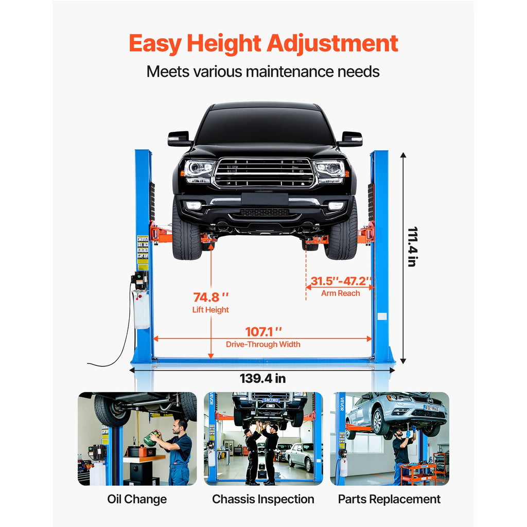 Uimoso 11000 Lbs 2 Post Lift Double Lock Two Post Lift Heavy Duty Vehicle Hoist