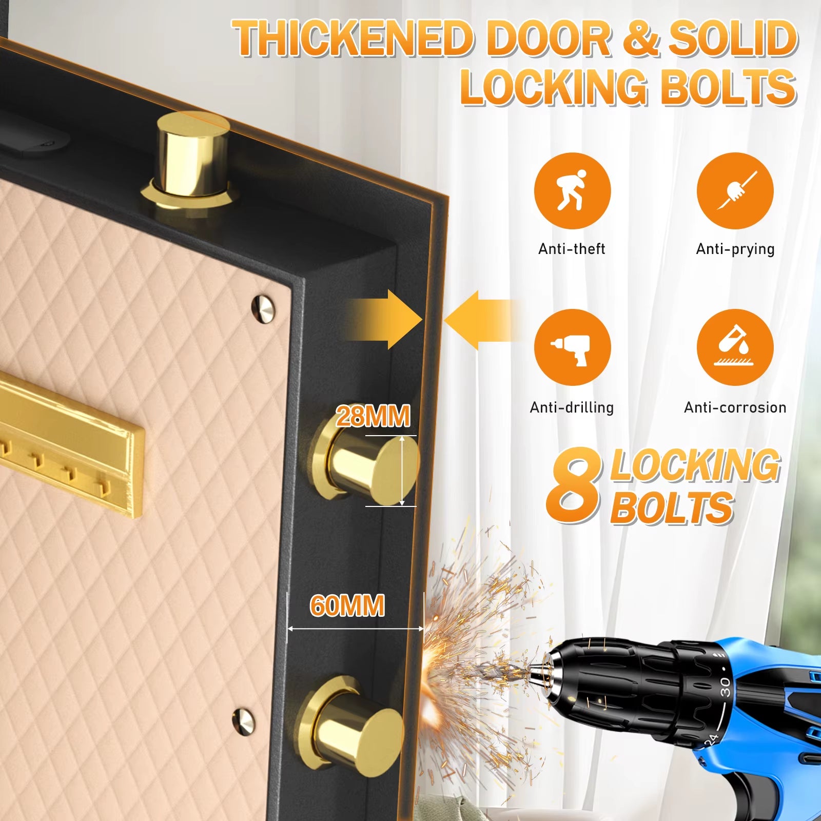 47.24'' Extra Large Safe Box, 14.1 Cubic Feet Heavy Duty Big Safe with Security Double Key Lock & Seperate Lock Box for Document