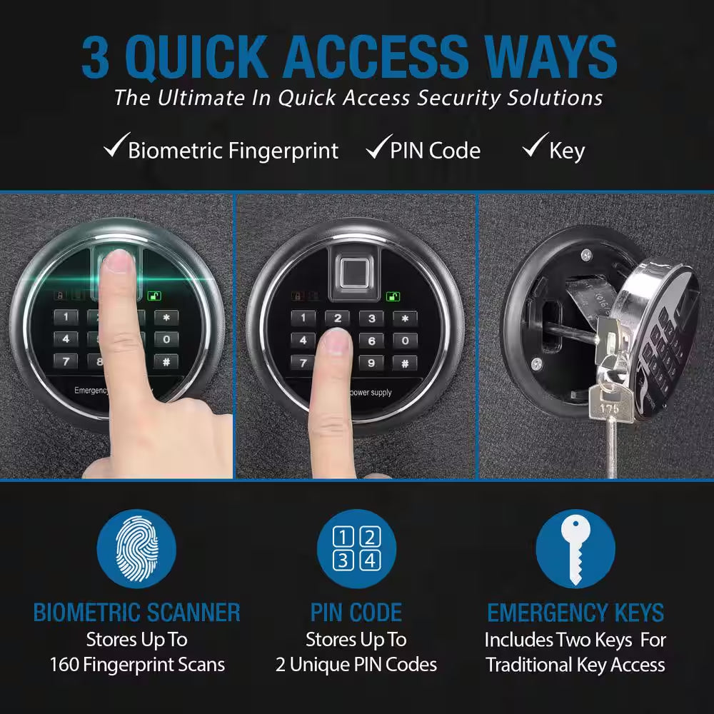 2.02 Cu. Ft. Fireproof Safe with Biometric and Digital Keypad Safe