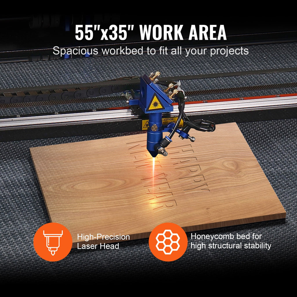 130W CO2 Laser Engraver and Cutter 35 X 55 in 19.7 IPS Engraving Machine