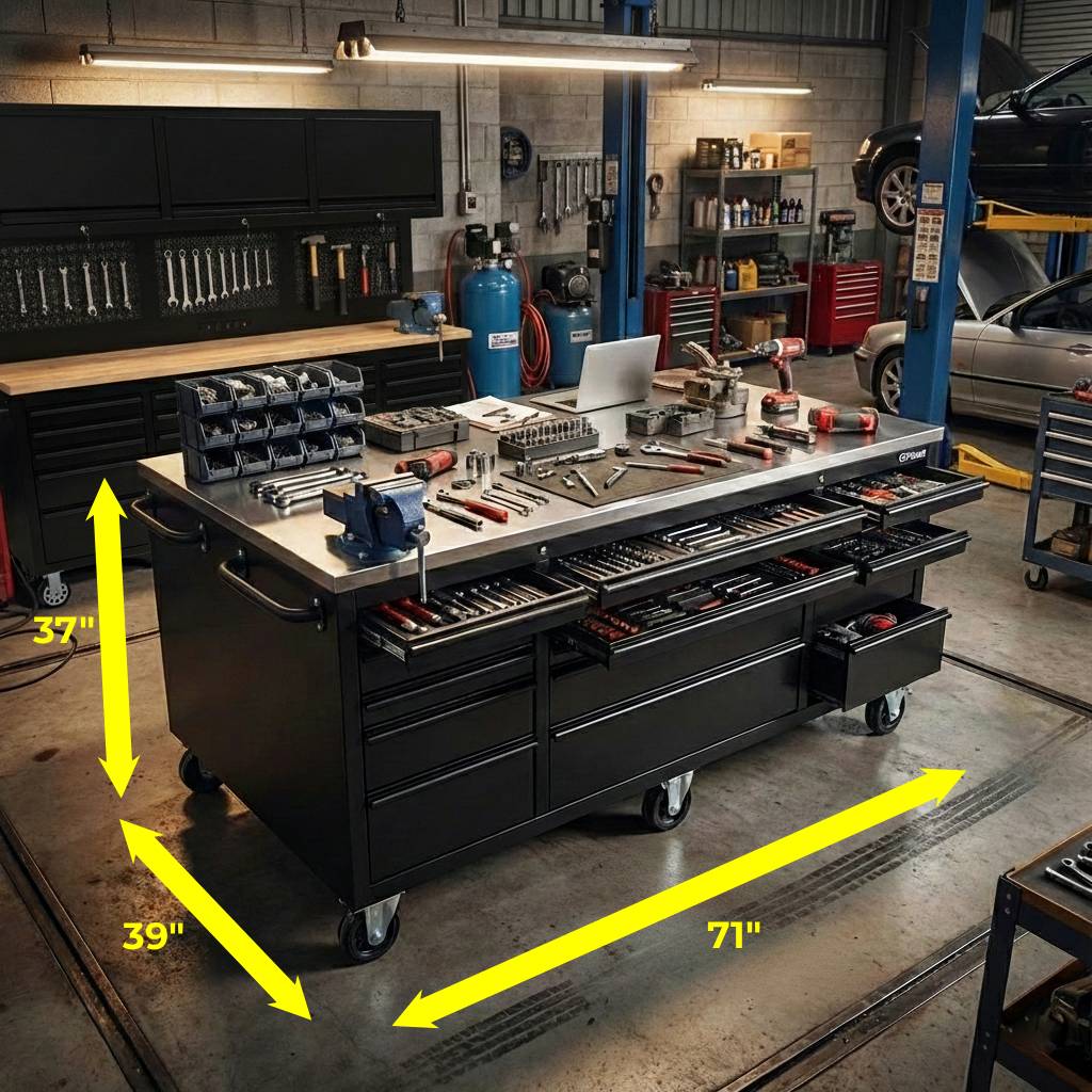 GTOOLS Large Steel Garage Island Workbench
