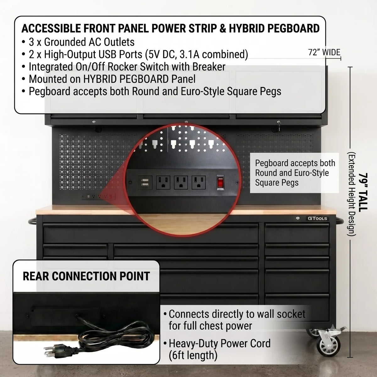 GTOOLS Overhead Pro 72-Inch Rolling Tool Chest