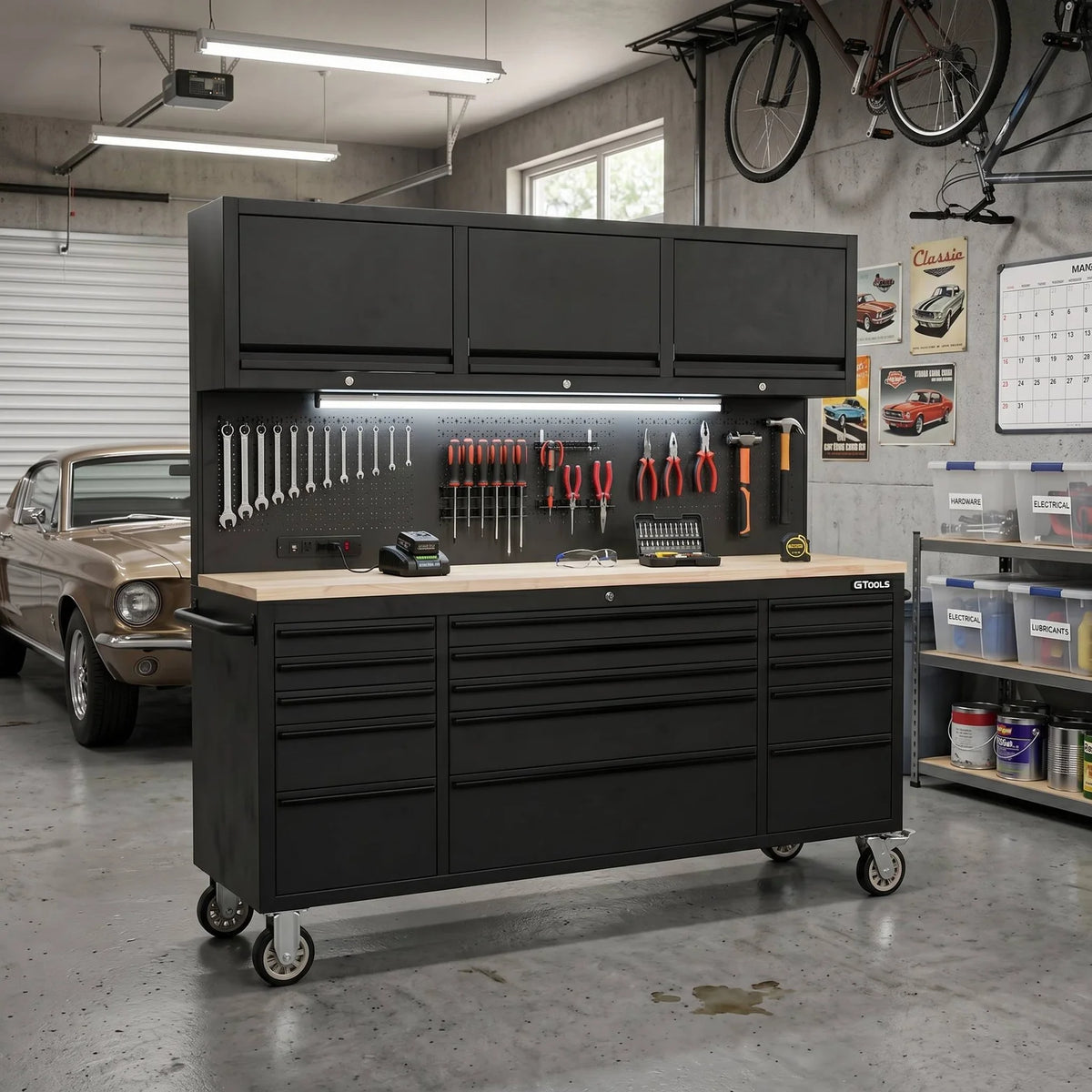 GTOOLS 72-Inch Rolling Tool Chest (Model GT7218-Black)