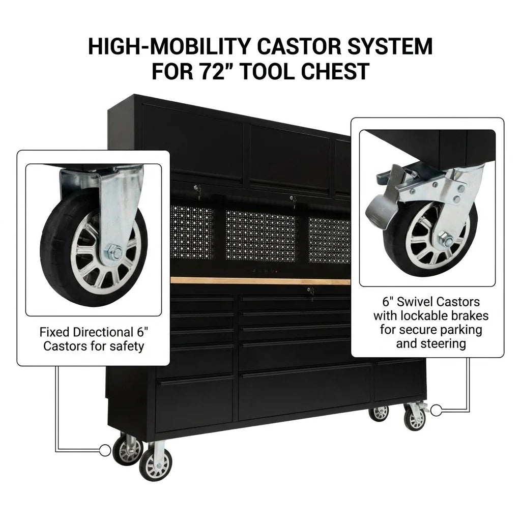 GTOOLS 72-Inch Rolling Tool Chest (Model GT7218-Black)