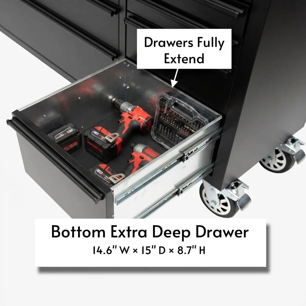GTOOLS 72-Inch Rolling Tool Chest (Model GT7218-Black)