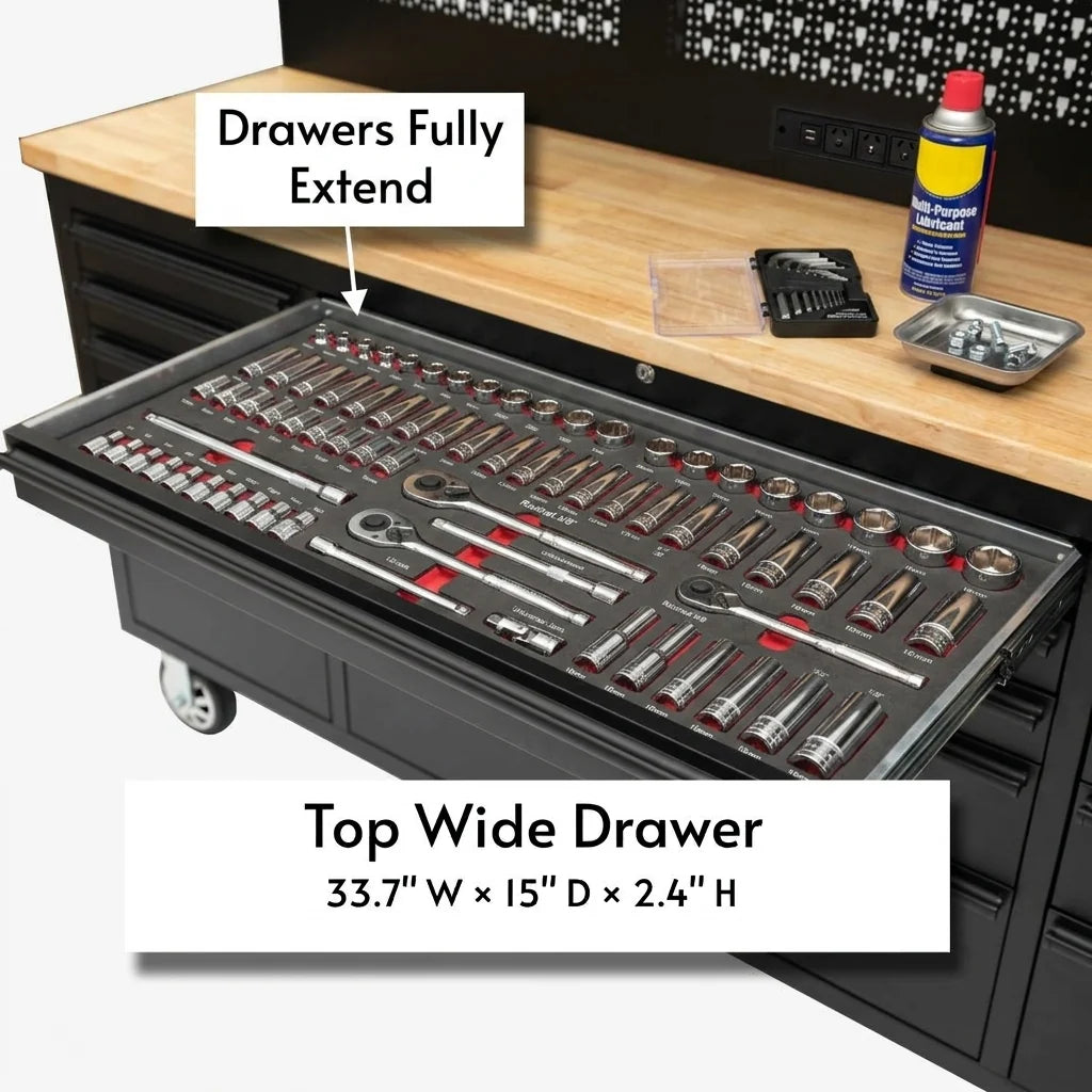 GTOOLS 72-Inch Rolling Tool Chest (Model GT7218-Black)