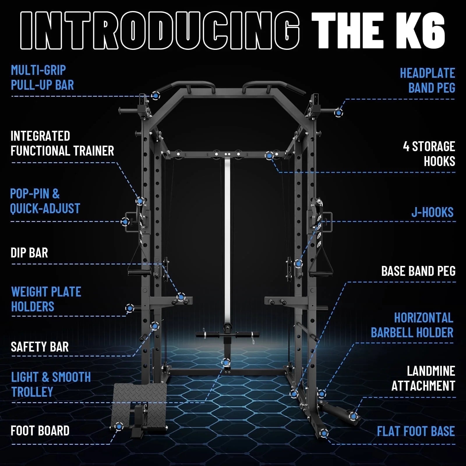 Power Rack Cage, 1500LBS Weight Cage with 800LB Capacity Adjustable Weight Bench, 1500LB Capacity Barbell and 230LB Weight Plate Set Black