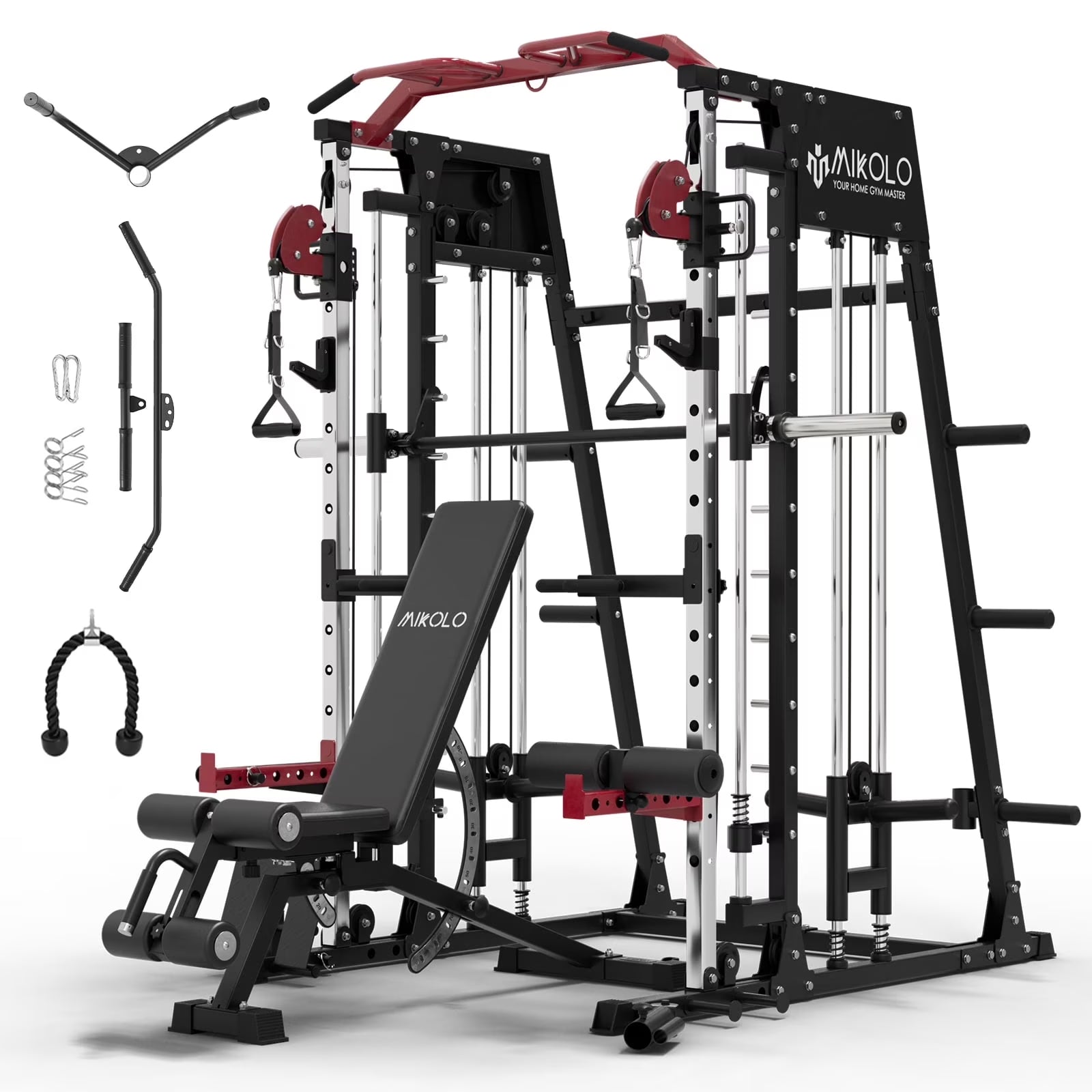Smith Machine Home Gym, 2200 Lbs Power Rack Cage with Cable Crossover, Smith Cage with Ultimate Home Package