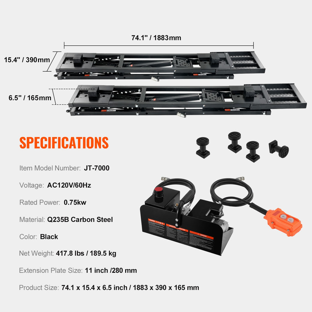 Authentic Portable Car Lift 7000LBS Automatic Jack System 10.2-26.8" Home Garage