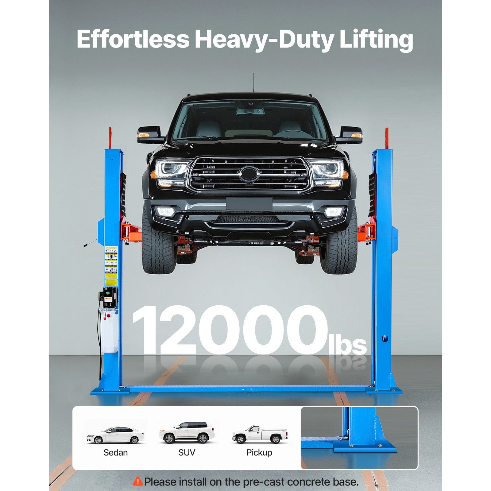 Uimoso 12000 Lbs 2 Post Lift Single Lock Release Garage Shop Auto Lifter 2.95HP