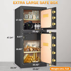 47.24'' Extra Large Safe Box, 13.8 Cubic Feet Heavy Duty Big Safe with Security Double Key Lock & Seperate Lock Box for Document