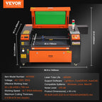 VEVOR 80W CO2 Laser Engraver and Cutter 20 X 28 in 19.7 IPS Engraving Machine
