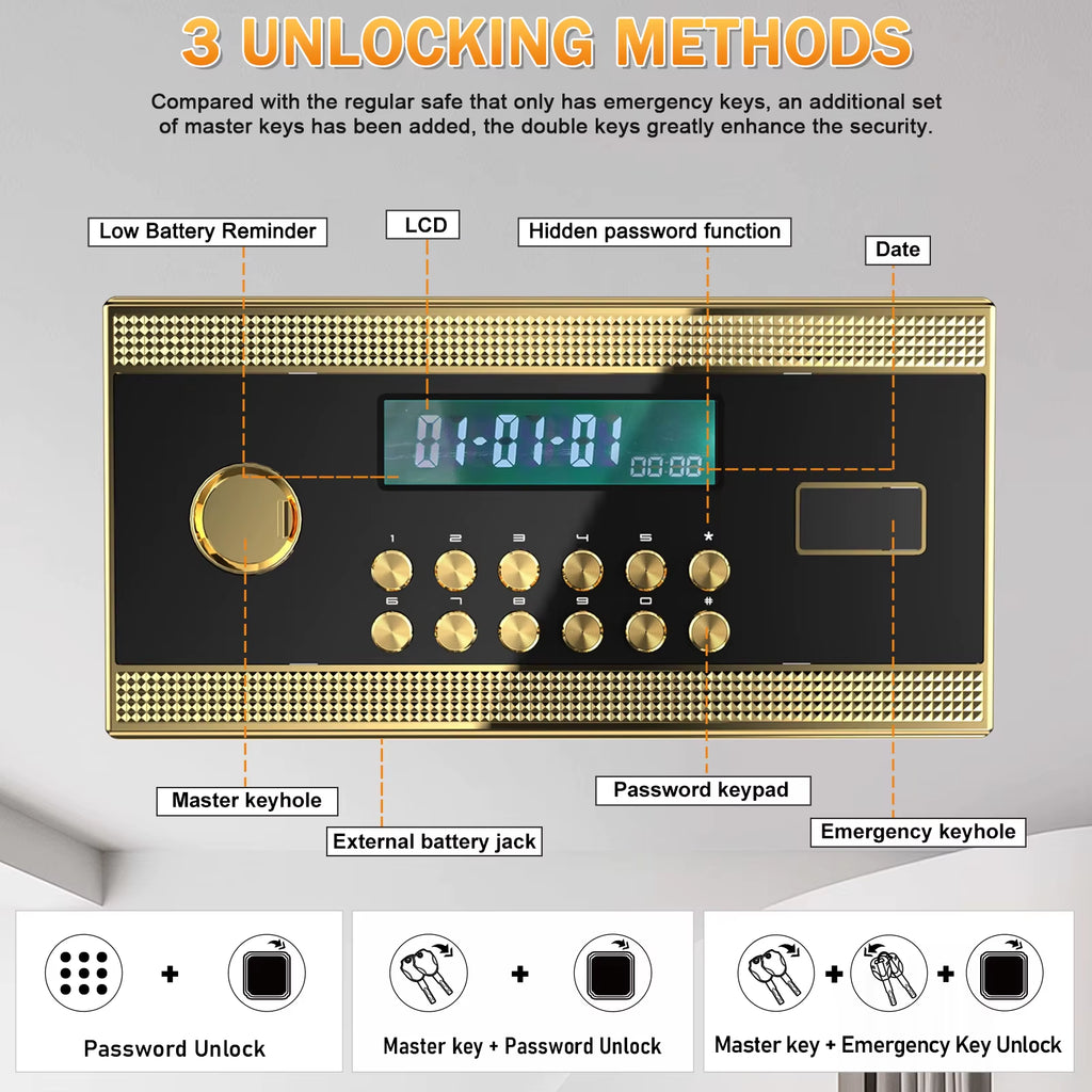 47.24'' Extra Large Safe Box, 14.1 Cubic Feet Heavy Duty Big Safe with Security Double Key Lock & Seperate Lock Box for Document