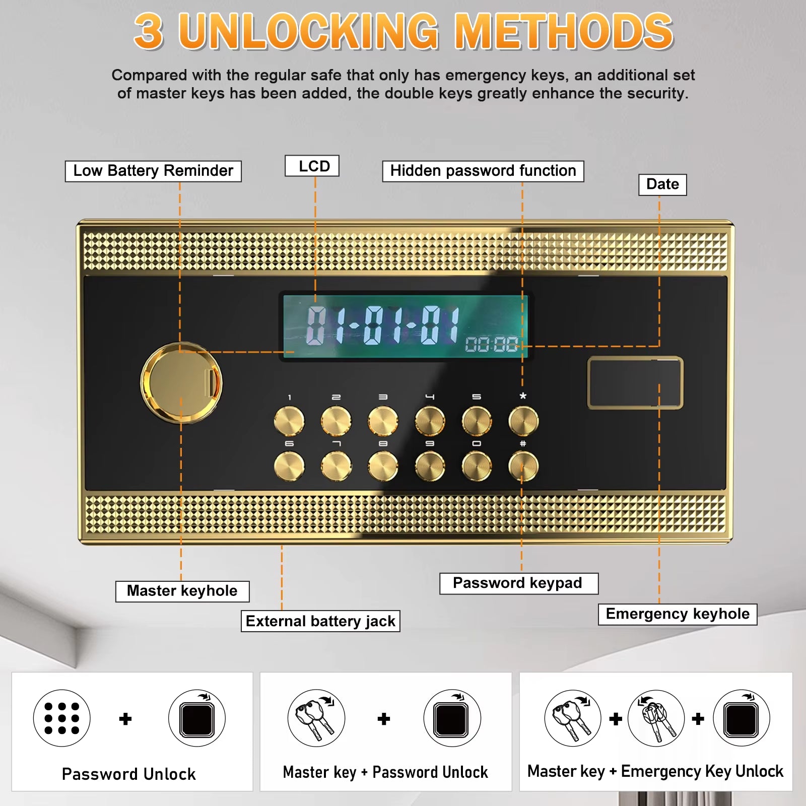 47.24'' Extra Large Safe Box, 14.1 Cubic Feet Heavy Duty Big Safe with Security Double Key Lock & Seperate Lock Box for Document