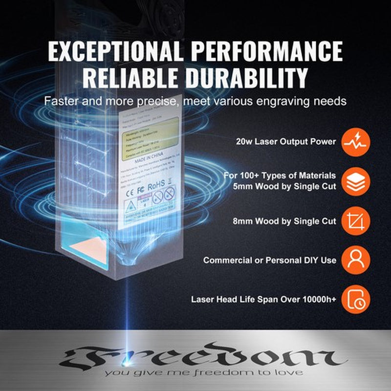 Laser Engraver Laser Engraving Machine 20W Compressed Spot Eye Protection