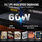 60W CO2 Laser Engraver Cutter 16" X 24" Engraving Cutting Machine 19.7 IPS