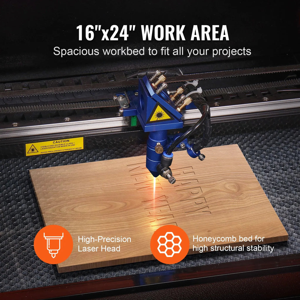 60W CO2 Laser Engraver Cutter 16" X 24" Engraving Cutting Machine 19.7 IPS